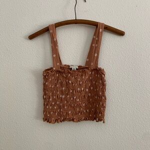 american eagle cropped smocked floral top women’s small